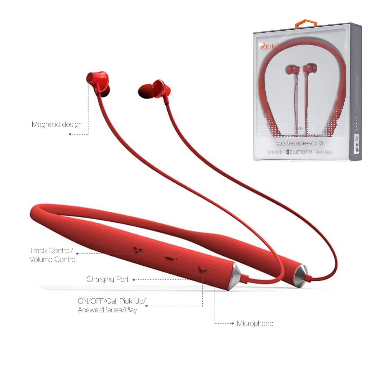 Reiko Universal Bluetooth Earphones Red HSBT1570-UNIRD